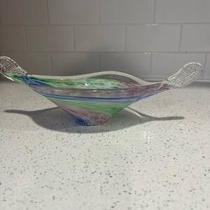Elegant Murano Multicolor Glass Art Bowl
